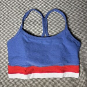 Beyond Yoga purple and orange cropped tank top with built-in bra